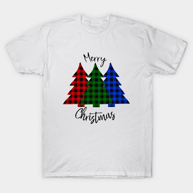 Buffalo Plaid Christmas Trees T-Shirt by ColorFlowCreations